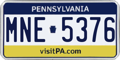 PA license plate MNE5376
