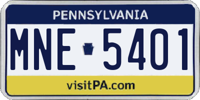 PA license plate MNE5401