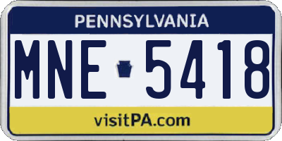 PA license plate MNE5418