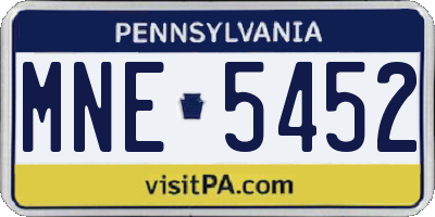 PA license plate MNE5452