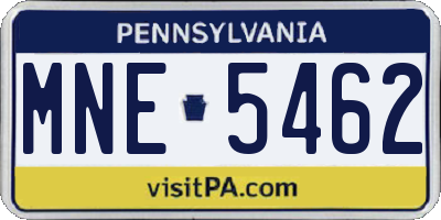 PA license plate MNE5462