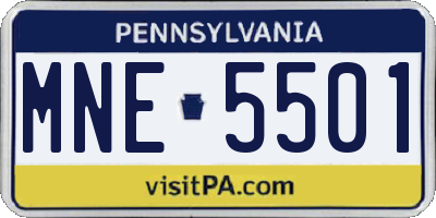 PA license plate MNE5501