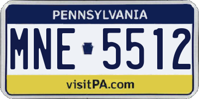 PA license plate MNE5512