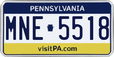 PA license plate MNE5518