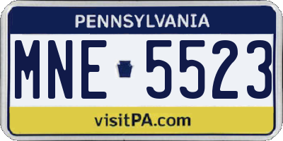 PA license plate MNE5523