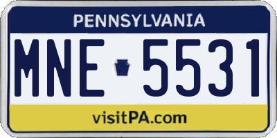 PA license plate MNE5531