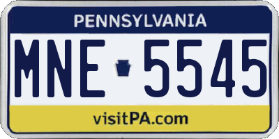 PA license plate MNE5545