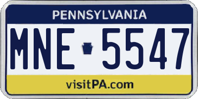 PA license plate MNE5547