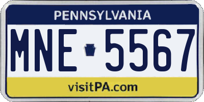 PA license plate MNE5567