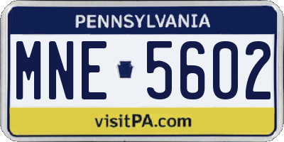 PA license plate MNE5602