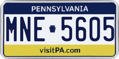 PA license plate MNE5605
