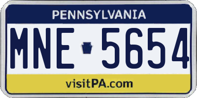 PA license plate MNE5654