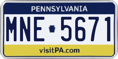 PA license plate MNE5671