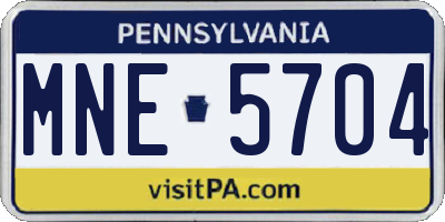 PA license plate MNE5704