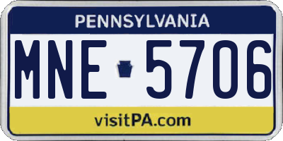 PA license plate MNE5706