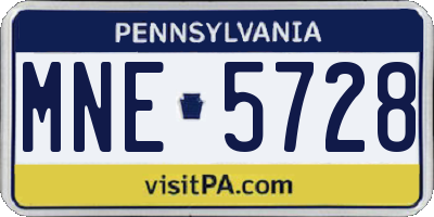 PA license plate MNE5728