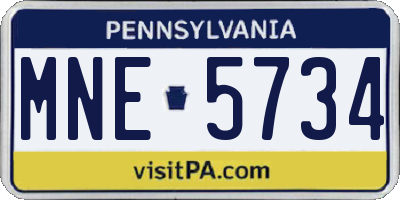 PA license plate MNE5734