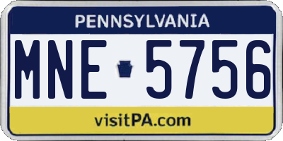 PA license plate MNE5756