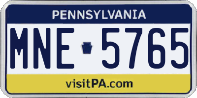 PA license plate MNE5765