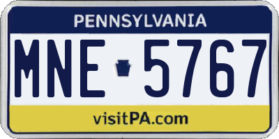 PA license plate MNE5767