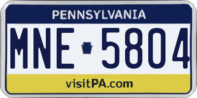 PA license plate MNE5804