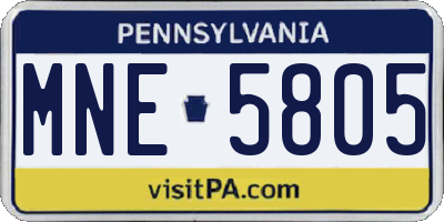 PA license plate MNE5805