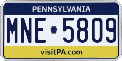 PA license plate MNE5809