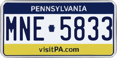 PA license plate MNE5833