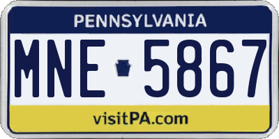 PA license plate MNE5867