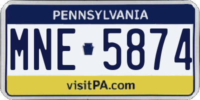 PA license plate MNE5874