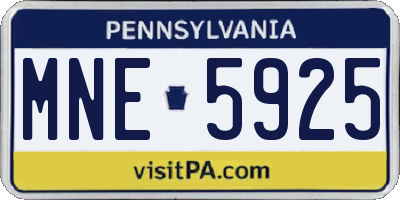 PA license plate MNE5925