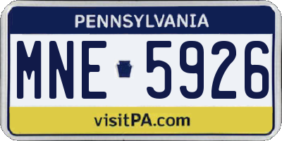 PA license plate MNE5926