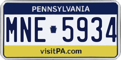 PA license plate MNE5934