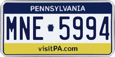 PA license plate MNE5994