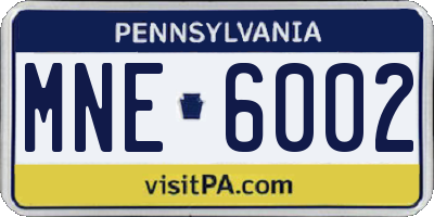 PA license plate MNE6002