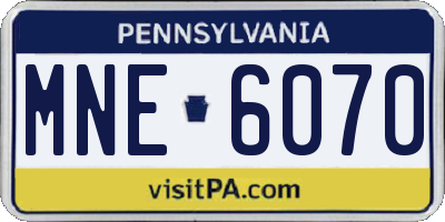 PA license plate MNE6070