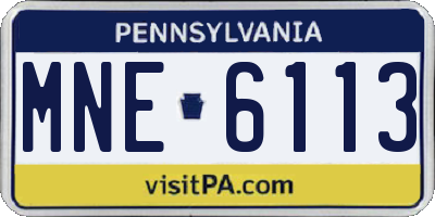 PA license plate MNE6113