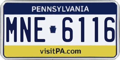 PA license plate MNE6116