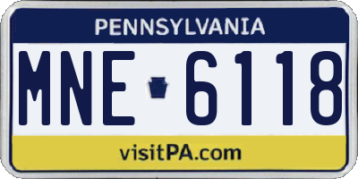 PA license plate MNE6118