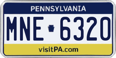 PA license plate MNE6320