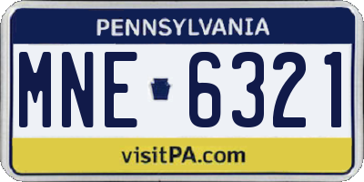 PA license plate MNE6321