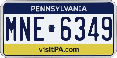PA license plate MNE6349