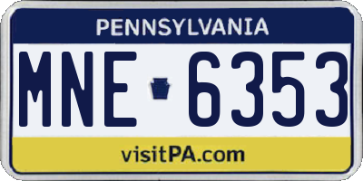 PA license plate MNE6353