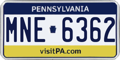 PA license plate MNE6362