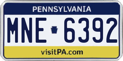 PA license plate MNE6392
