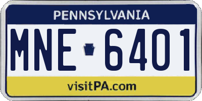 PA license plate MNE6401