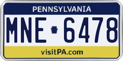 PA license plate MNE6478