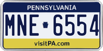 PA license plate MNE6554