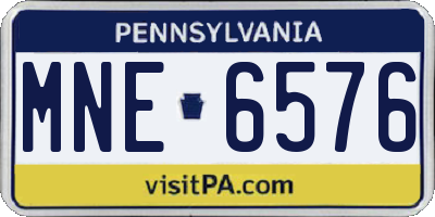 PA license plate MNE6576