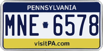 PA license plate MNE6578